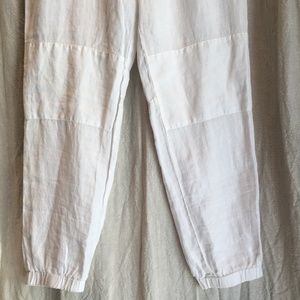 James Perse white linen jogger